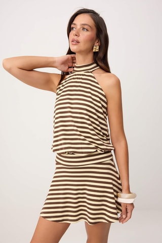 Vestido estilo patinadora - Azul, amarelo e vermelho