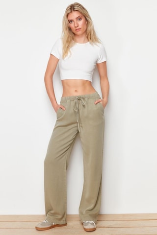 Pantalon taille haute - Kaki