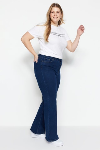 Jean wide legs taille haute - Bleu