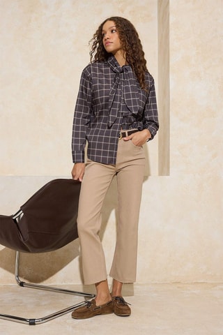 Jean flare taille haute - Marron