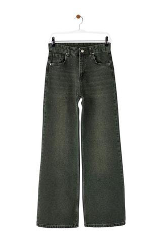 Jean wide legs taille haute - Vert
