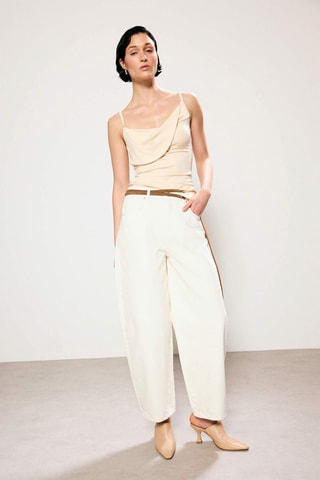 Jean barrel taille haute - Blanc