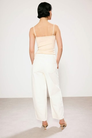 Jean barrel taille haute - Blanc