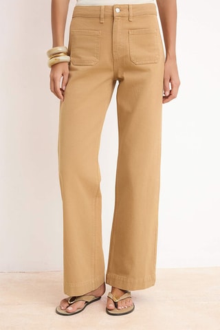 Jean wide legs taille haute - Marron