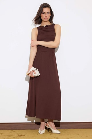Robe drapée - Marron
