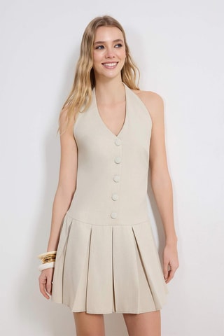 Robe plissée - Beige