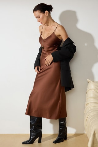 Robe midi - Marron