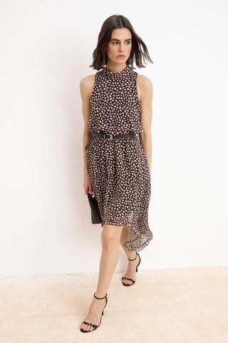 Vestido estilo patinadora - Castanho-escuro - Castanho