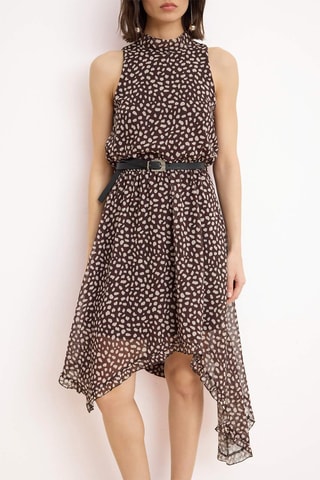 Vestido estilo patinadora - Castanho-escuro - Castanho