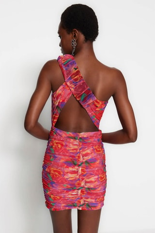Robe asymétrique - Bleu, jaune et rouge