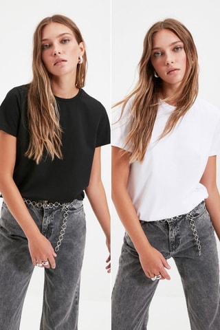2 T-shirts regular - Noir et blanc