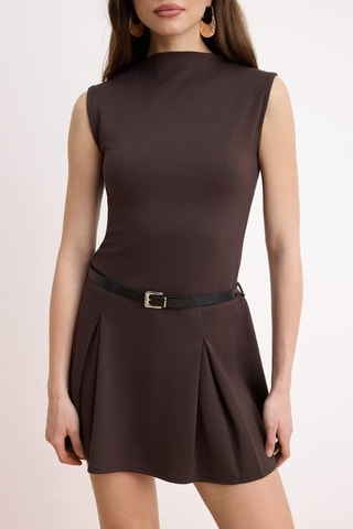 Vestido estilo patinadora - Castanho