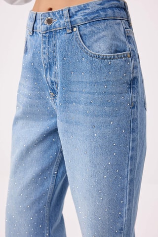 Jean wide legs taille haute - Bleu