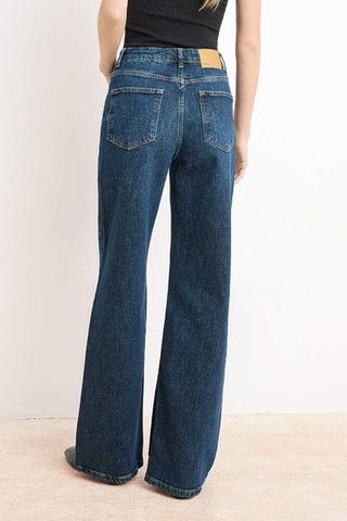 Jean wide legs taille haute - Bleu foncé