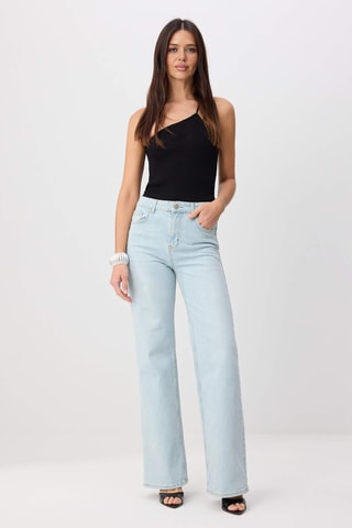 Jean wide legs taille haute - Bleu clair