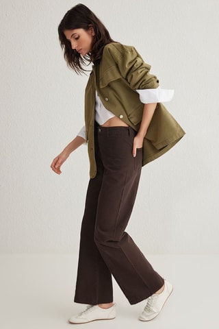 Jean wide legs taille haute - Marron