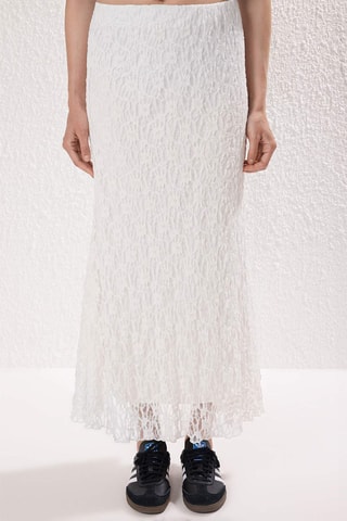 Jupe longue en dentelle - Blanc