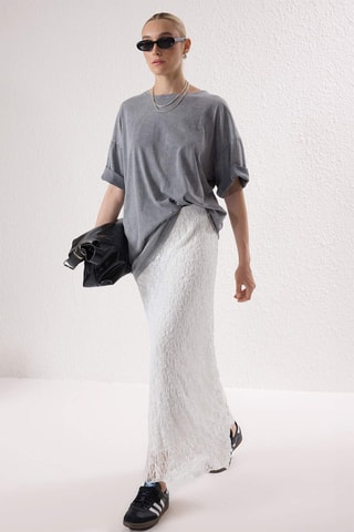 Jupe longue en dentelle - Blanc