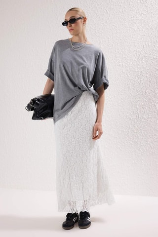 Jupe longue en dentelle - Blanc
