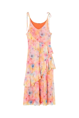 Robe volantée - Bleu, jaune et rouge