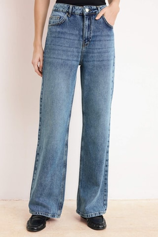 Jean wide legs taille haute - Bleu