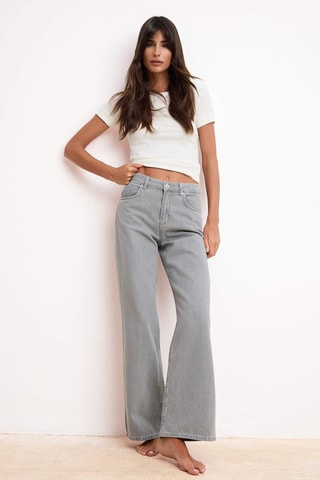 Jean wide legs taille haute - Gris