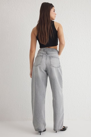 Jean taille haute - Gris