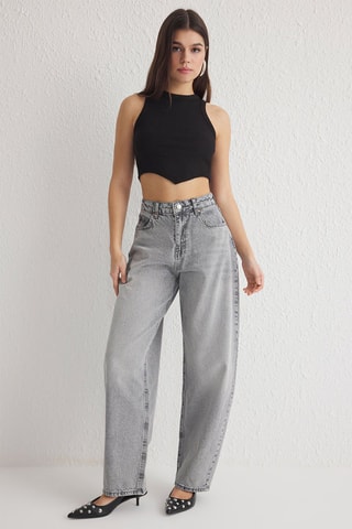Jean taille haute - Gris