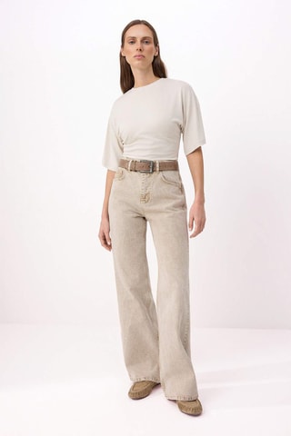 Jean wide legs taille haute - Beige