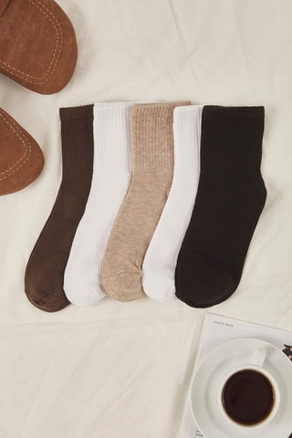 5 paires de chaussettes - Blanc et marron