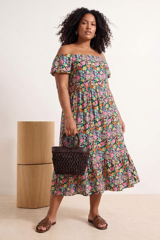 Robe midi - Bleu, jaune et rouge