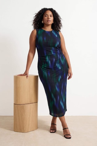 Robe midi sans manches - Bleu, jaune et rouge