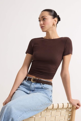 Top - Rosa-claro - Castanho