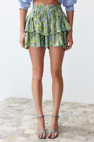 Short volanté taille haute - Vert