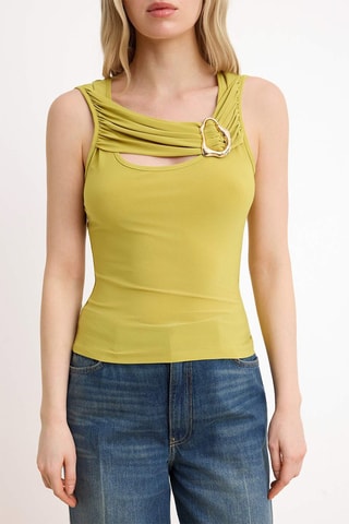 Top drapeado - Preto - Verde