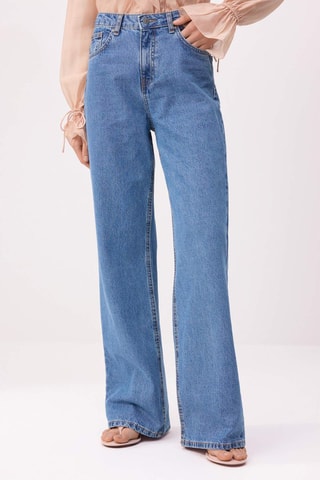 Jean wide legs taille haute - Bleu
