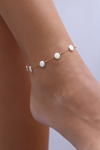 Bracelet de cheville - Laiton plaqué or & perles