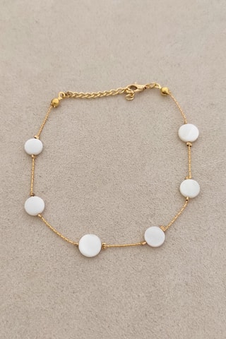 Bracelet de cheville - Laiton plaqué or & perles