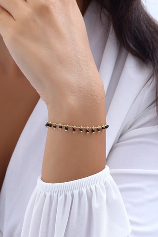 Bracelet - laiton plaqué or & pierres de cristal 