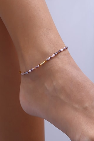 Bracelet de cheville - Laiton plaqué or & cristaux - Violet