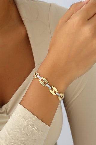 Bracelet doré à l'or fin blanc - Zircons