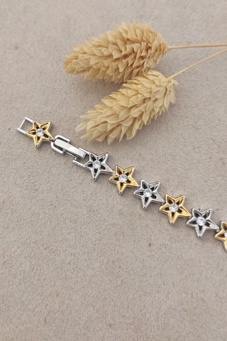 Bracelet doré à l'or fin blanc - Zircons
