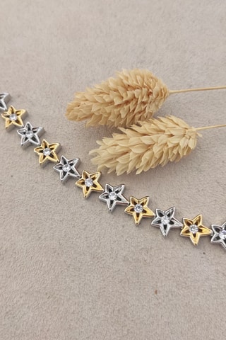Bracelet doré à l'or fin blanc - Zircons