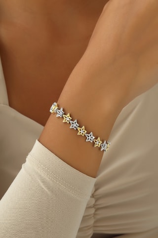 Bracelet doré à l'or fin blanc - Zircons