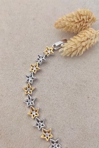 Bracelet doré à l'or fin blanc - Zircons
