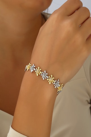 Bracelet doré à l'or fin blanc - Zircons