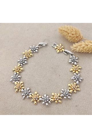 Bracelet doré à l'or fin blanc - Zircons