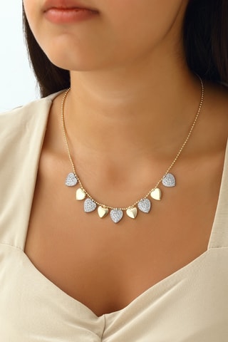 Collier doré à l'or fin blanc - Zircons