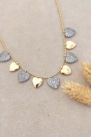 Collier doré à l'or fin blanc - Zircons