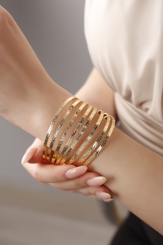 Bracelet manchette - Laiton plaqué or